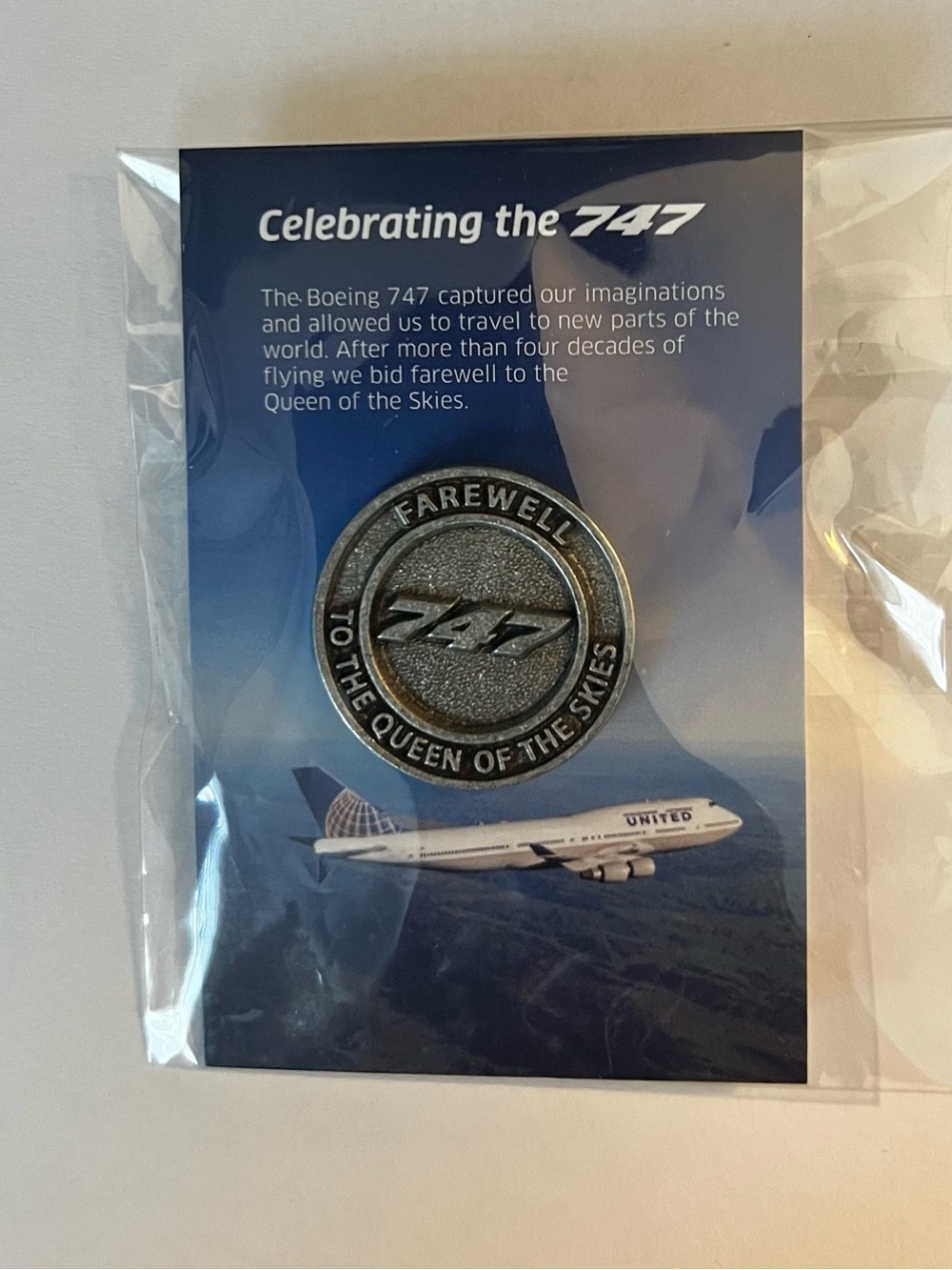 United Airlines 'Farewell to the 747' Commemorative Pin